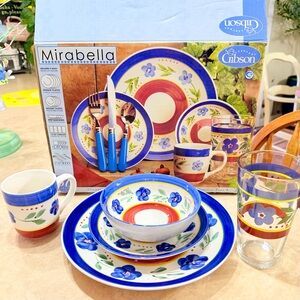 Vintage Gibson China Floral Mirabella 20pc dinnerware set NIB style 39310.32